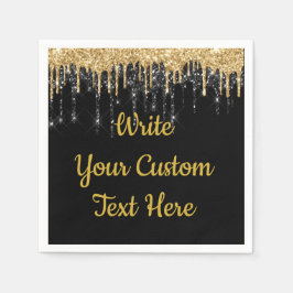 Servilleta De Papel Servilletas para Fiesta de Cumpleaños Oro Negro An