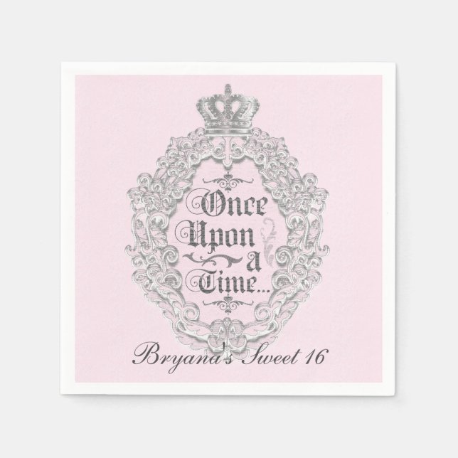 Servilleta De Papel Servilletas para fiesta de princesa Érase una vez  (Anverso)