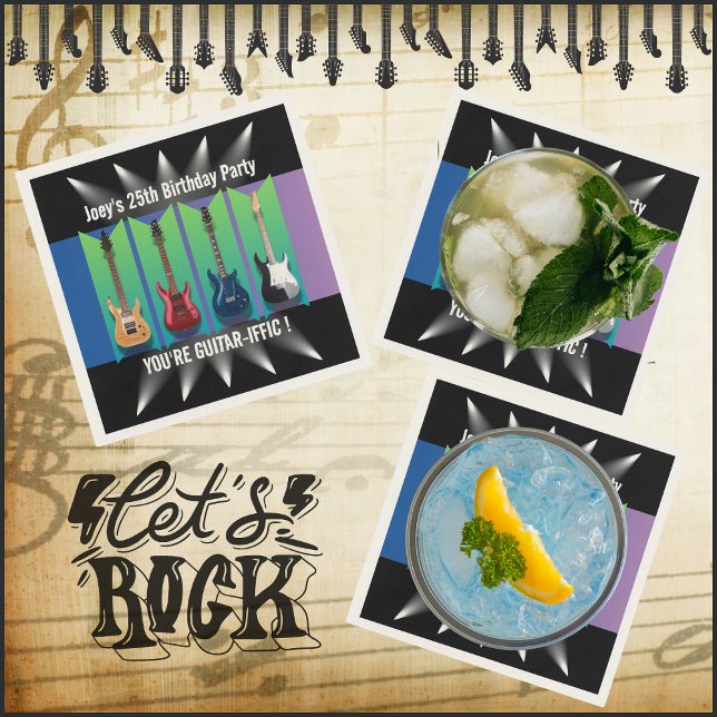 Servilleta De Papel Servilletas para fiesta destacada de la colección  (Electric Guitar Party Collection Napkins)