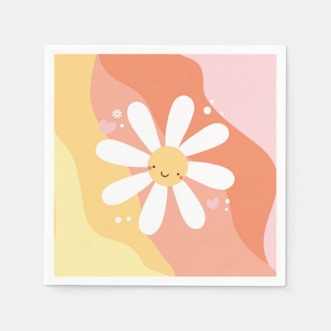 Servilleta De Papel Servilletas para fiesta hippie Flower Power Daisy  (Anverso)