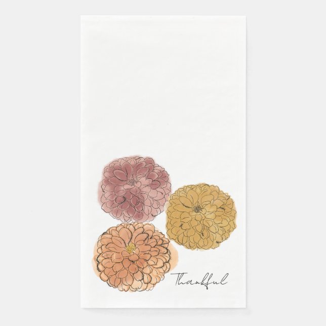 Servilleta De Papel Servilletas para invitados de acuarela de crisante (Anverso)