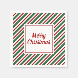 Servilleta De Papel Servilletas Patrón Rayas Verdes Rojas Feliz Navida