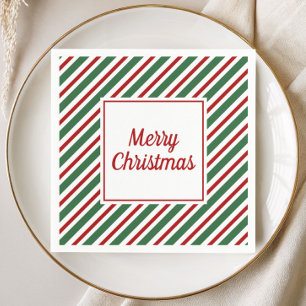 Servilleta De Papel Servilletas Patrón Rayas Verdes Rojas Feliz Navida