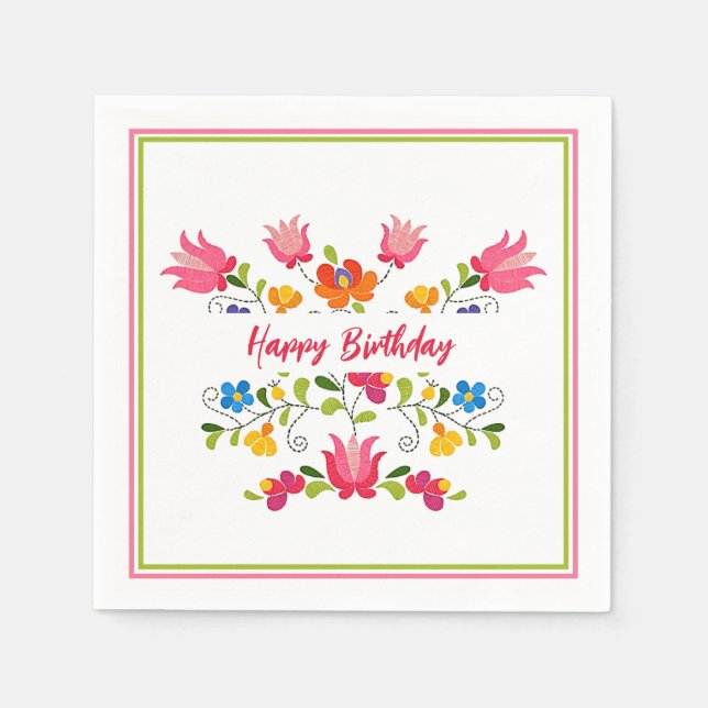 Servilleta De Papel Servilletas personalizadas con bordado floral (Anverso)
