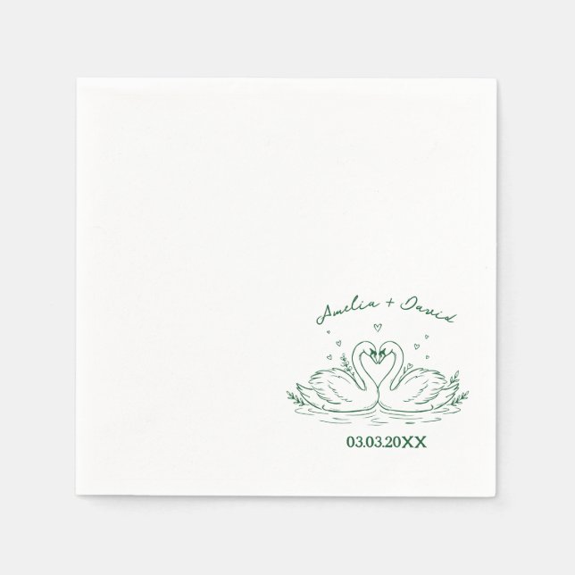 Servilleta De Papel Servilletas Personalizadas con Cisnes de Pájaros d (Anverso)