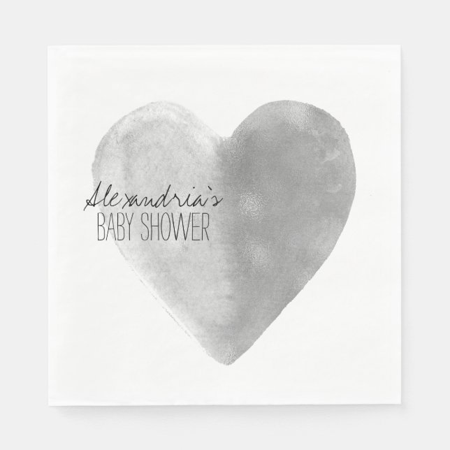 Servilleta De Papel Servilletas Personalizadas Corazón de Plata (Anverso)