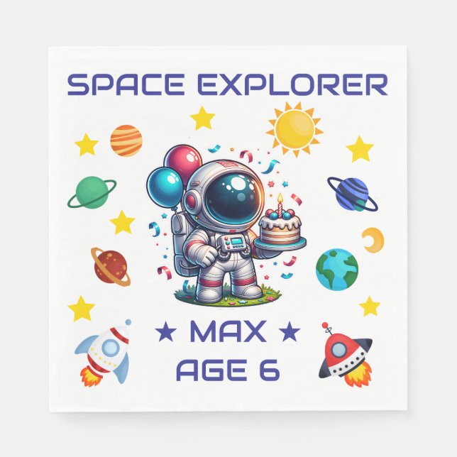 Servilleta De Papel Servilletas Personalizadas Cumpleaños Astronauta E (Anverso)
