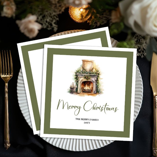 Servilleta De Papel Servilletas personalizadas de árbol de Navidad esc (Scandinavian Christmas Tree Personalized Napkins)