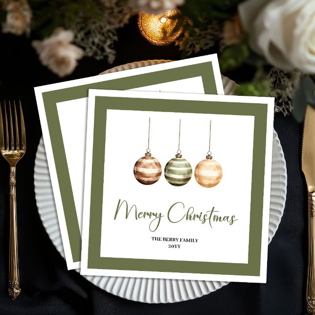 Servilleta De Papel Servilletas personalizadas de árbol de Navidad min (Minimal Neutral Christmas Tree Personalized Napkins)