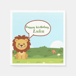 Servilleta De Papel Servilletas Personalizadas de Cumpleaños de León p