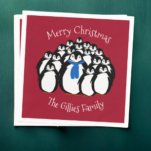 Servilleta De Papel Servilletas personalizadas de Navidad de pingüino