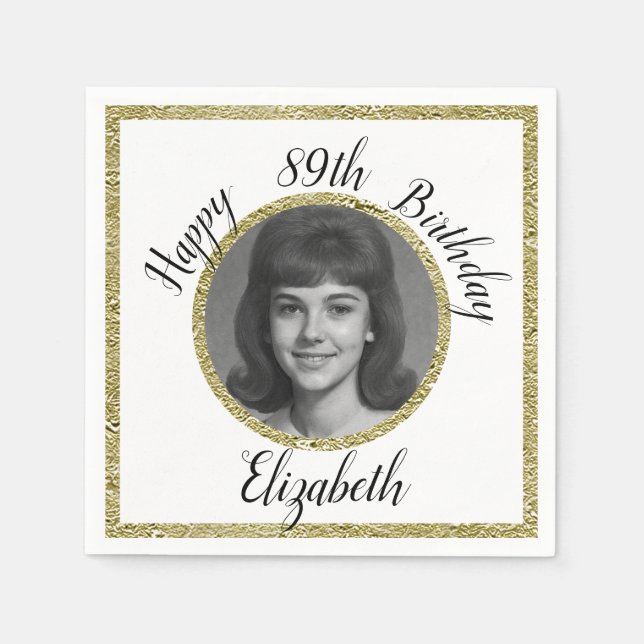 Servilleta De Papel Servilletas personalizadas para 89 cumpleaños con  (Anverso)
