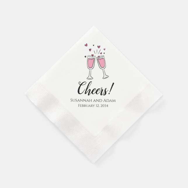 Servilleta De Papel Servilletas Personalizadas para Boda con Corazones (Borde)