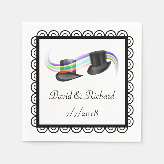 Servilleta De Papel Servilletas personalizadas para boda con sombrero  (Anverso)
