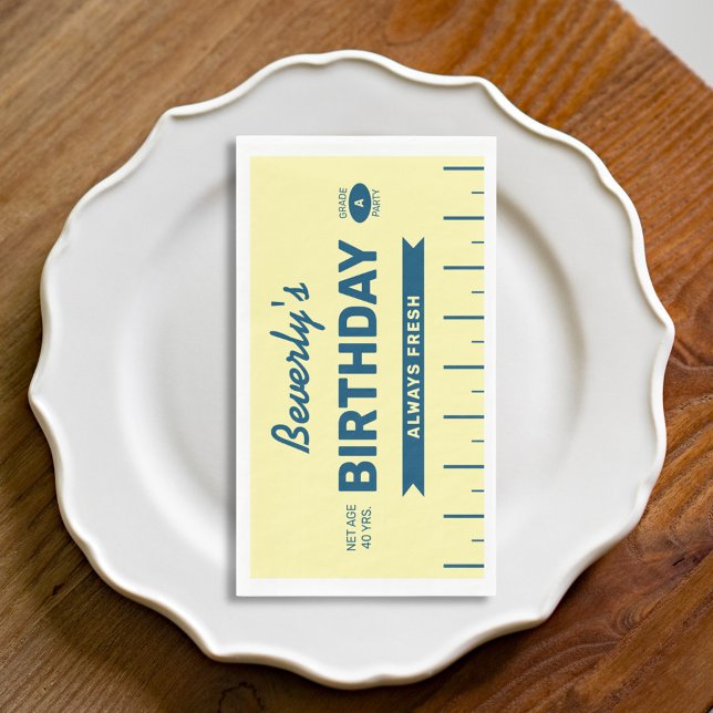 Servilleta De Papel Servilletas personalizadas para cena Retro Butter  (Personalized butter stick dinner napkins for your Grade A stick of butter birthday party)