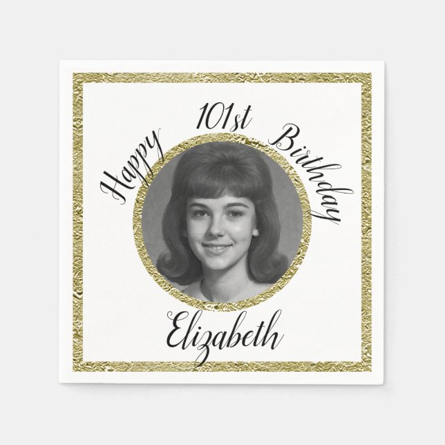 Servilleta De Papel Servilletas personalizadas para cumpleaños 101 con (Anverso)