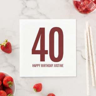 Servilleta De Papel Servilletas personalizadas para cumpleaños 40