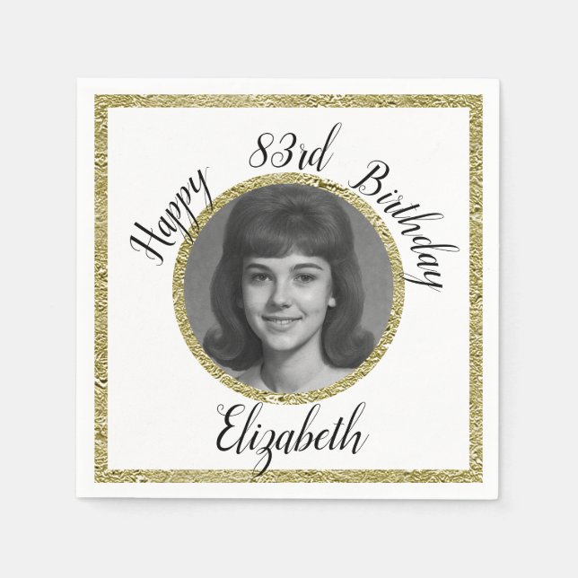 Servilleta De Papel Servilletas personalizadas para cumpleaños 83 con  (Anverso)