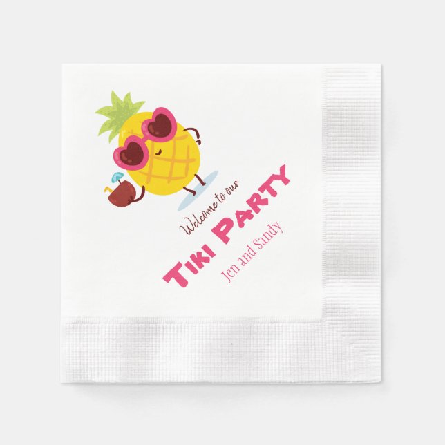 Servilleta De Papel Servilletas Personalizadas para Fiesta Tiki de Piñ (Anverso)