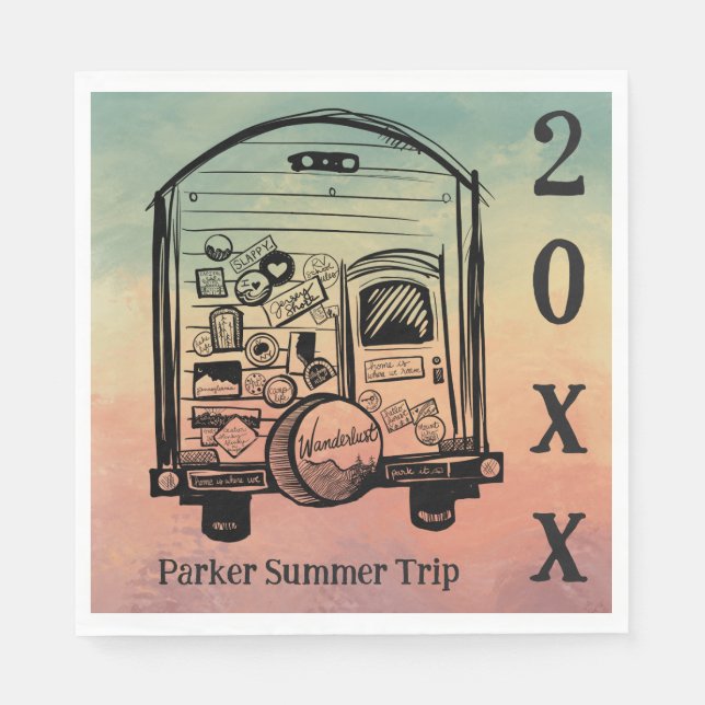 Servilleta De Papel Servilletas personalizadas para viaje familiar en  (Anverso)