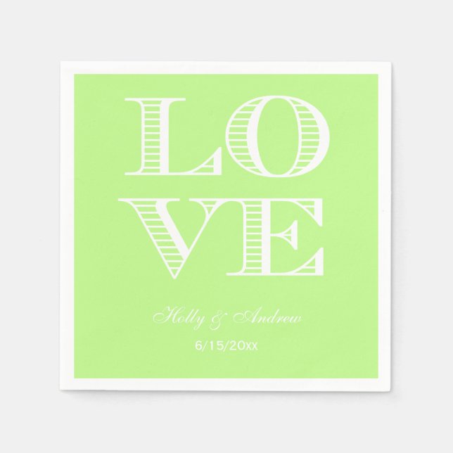 Servilleta De Papel Servilletas Pistacho Verde, Blanco LOVE (Anverso)