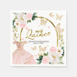 Servilleta De Papel Servilletas Quinceañera Mariposa Vestido Floral