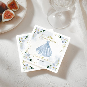 Servilleta De Papel Servilletas Quinceañera Vestido Floral Azul Polvo