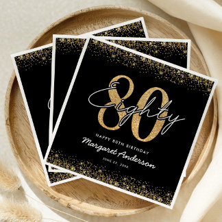 Servilleta De Papel Servilletas Refined Black Gold 80 Cumpleaños