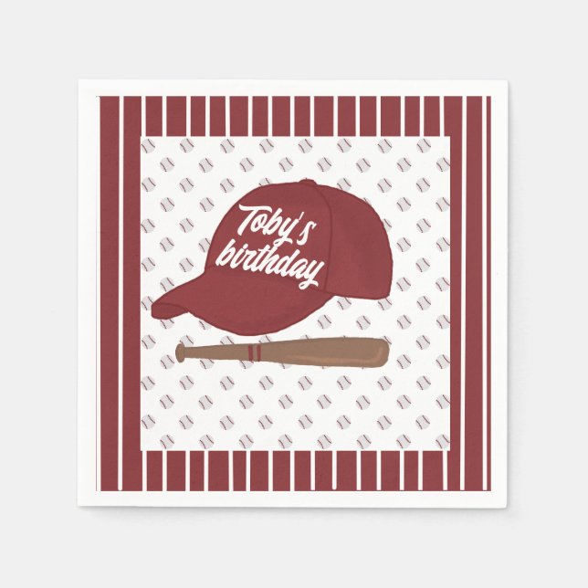 Servilleta De Papel servilletas rojas de béisbol personalizado (Anverso)