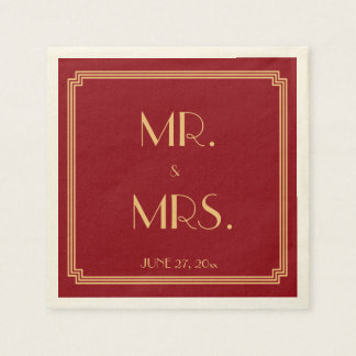 Servilleta De Papel Servilletas rojas de boda Art Déco de Gran Gatsby