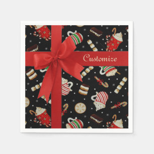 Servilleta De Papel Servilletas rojas de la cinta del café del navida