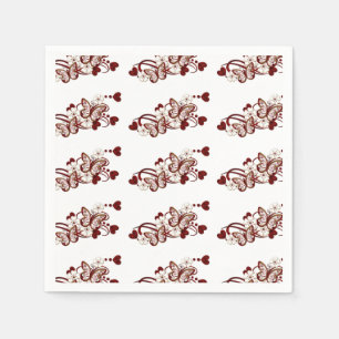 Servilleta De Papel Servilletas rojas del modelo de mariposas del