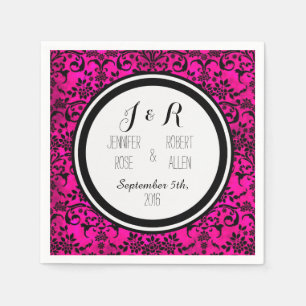 Servilleta De Papel Servilletas rosadas candentes negras de la boda