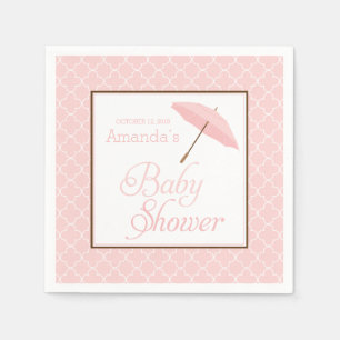 Servilleta De Papel Servilletas rosadas de Baby Shower del paraguas