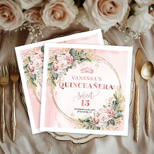 Servilleta De Papel Servilletas Sweet 15 con acentos de vegetación en 