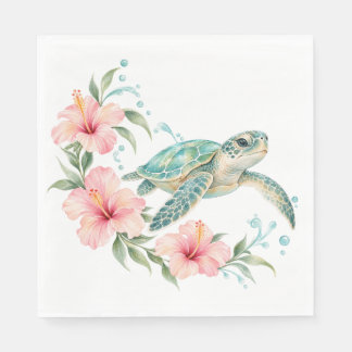 Servilleta De Papel Servilletas Tropicales de Tortuga Marina y Hibisco