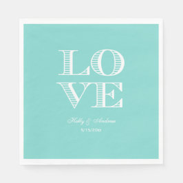 Servilleta De Papel Servilletas Turquesa Acuario, Blanco LOVE