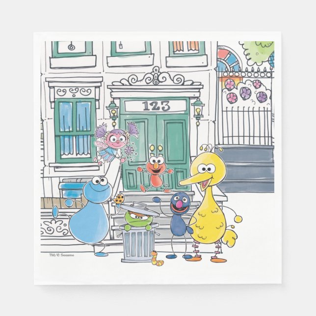 Servilleta De Papel Sesame Pals Doodley Graphic (Anverso)