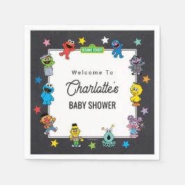 Servilleta De Papel Sesame Street Characters Chalkboard Baby Shower