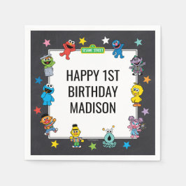 Servilleta De Papel Sesame Street Characters Chalkboard Birthday