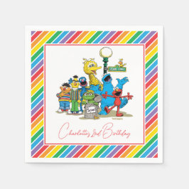 Servilleta De Papel Sesame Street Colorful Rainbow Birthday