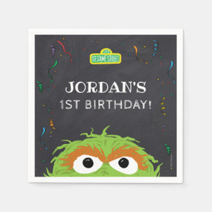 Servilleta De Papel Sesame Street   Cumpleaños de Oscar Pizarra