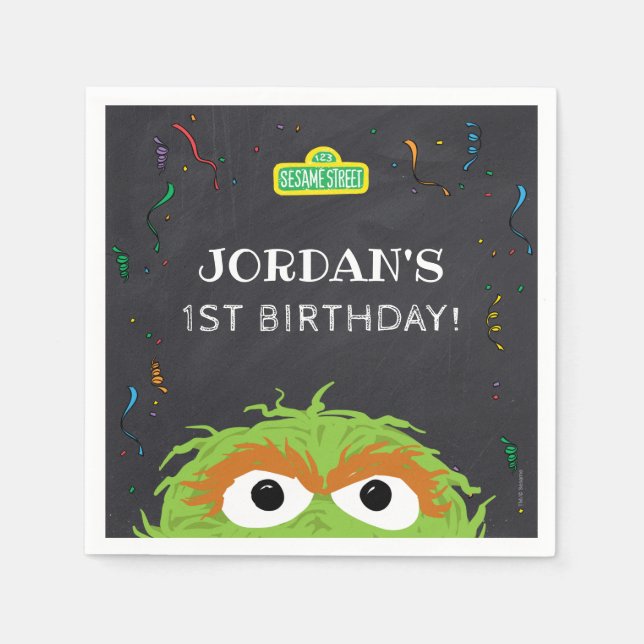 Servilleta De Papel Sesame Street | Oscar Birthday Chalkboard (Anverso)