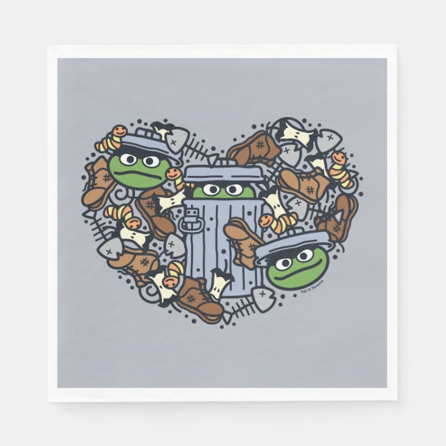 Servilleta De Papel Sésamo | Oscar el Corazón de Doodle de Grouch (Anverso)
