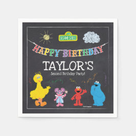 Servilleta De Papel Sésamo Street Pals Chalkboard Rainbow Birday