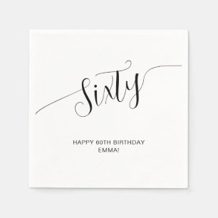 Servilleta De Papel Sesenta y 60 cumpleaños elegante letra manuscrita