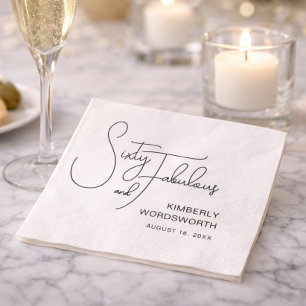 Servilleta De Papel Sesenta y Fabuloso Nombre Fecha Cumpleaños 60