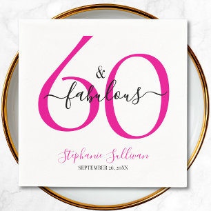 Servilleta De Papel Sesenta y Fabuloso Nombre Fecha Cumpleaños 60 Años