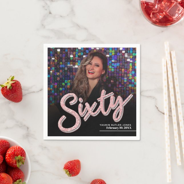 Servilleta De Papel Sesenta y sesenta años personalizado de cumpleaños (In situ)