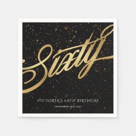 Servilleta De Papel Sesenta y sesenta Confetti Elegante Caligrafía Oro